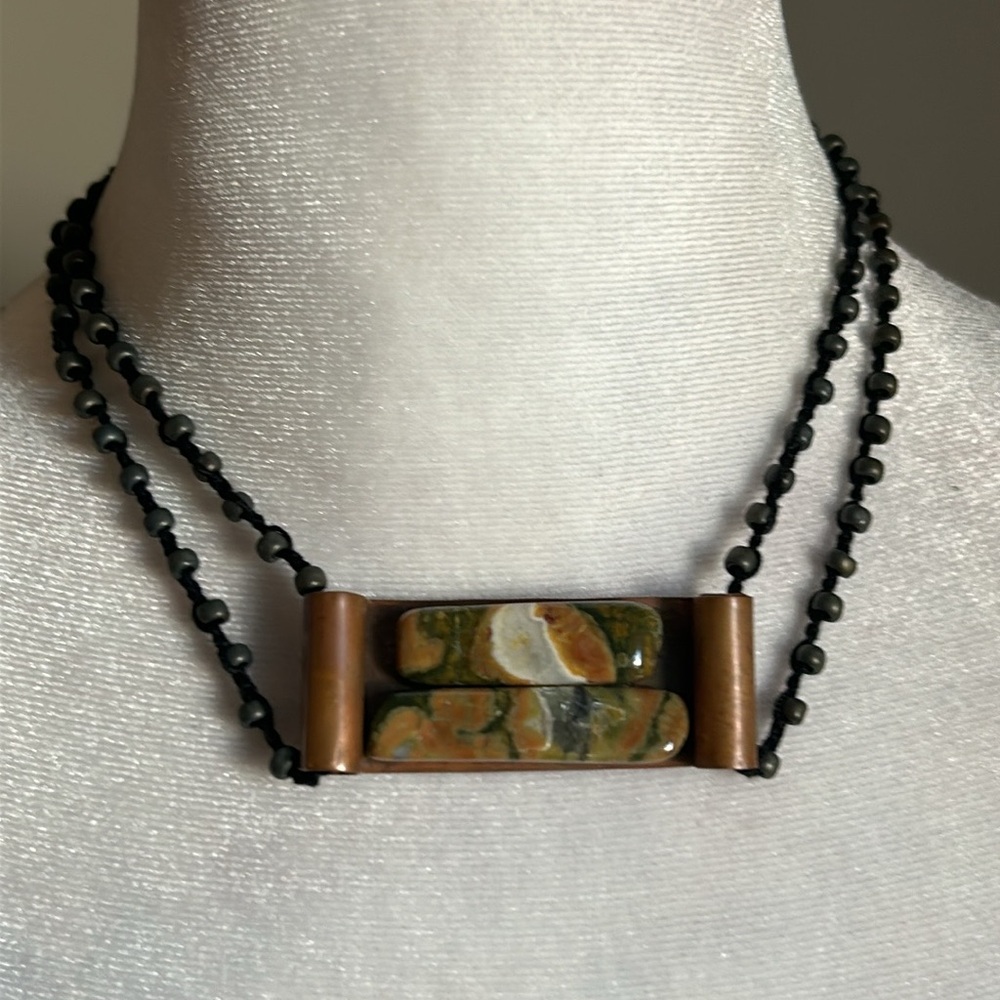 4 Artisan Gemstone Set Citrine Turquoise Agate Pendant Cord Necklace Collection - Picture 9 of 15